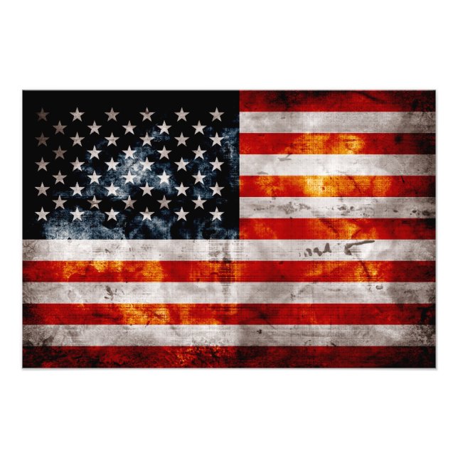 Weathered Vintage American Flag Photo Print (Front)