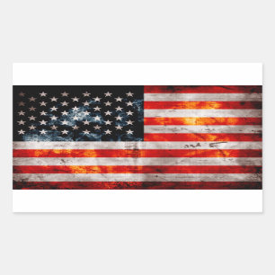 Weathered Vintage American Flag Rectangular Sticker