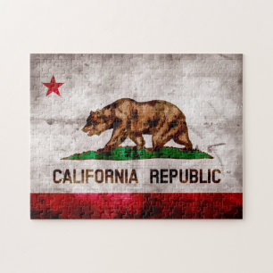 Weathered Vintage California State Flag Jigsaw Puzzle