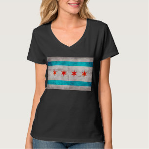 Weathered Vintage Chicago State Flag T-Shirt