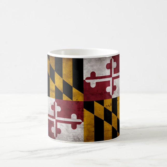Weathered Vintage Maryland State Flag Coffee Mug (Center)