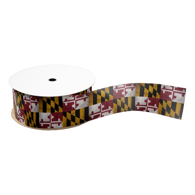 Weathered Vintage Maryland State Flag Grosgrain Ribbon (Spool)