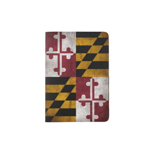 Weathered Vintage Maryland State Flag Passport Holder