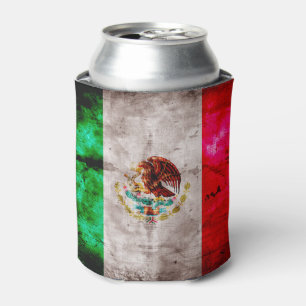 Weathered Vintage Mexico Flag Can Cooler