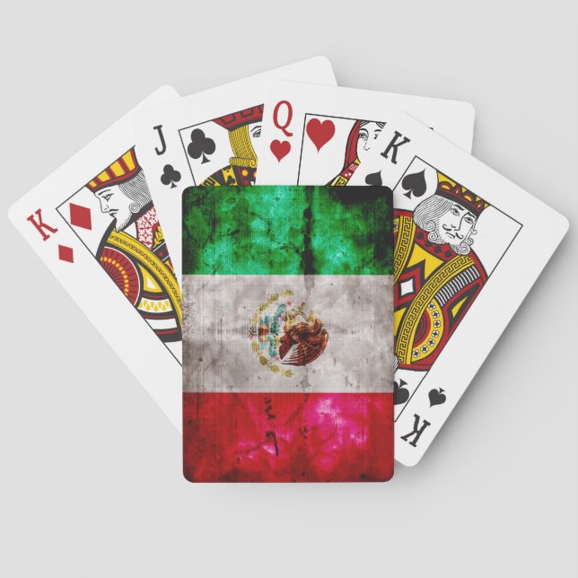 Weathered Vintage Mexico Flag Playing Cards (Back)