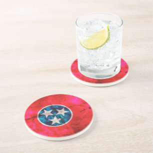 Weathered Vintage Tennessee State Flag Coaster