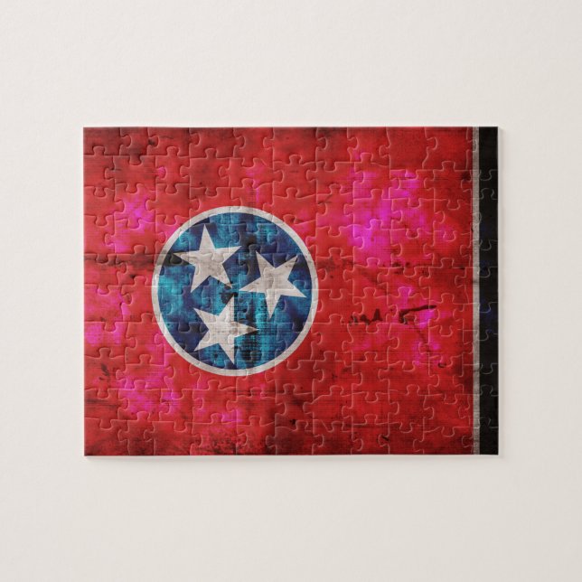 Weathered Vintage Tennessee State Flag Jigsaw Puzzle (Horizontal)