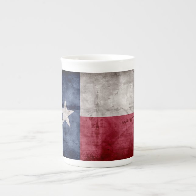 Weathered Vintage Texas State Flag Bone China Mug (Front)