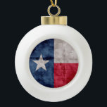Weathered Vintage Texas State Flag Ceramic Ball Christmas Ornament<br><div class="desc">Feel free to modify the design according to your own preferences. You may change the design location, orientation, background colours and size. Also, you may add your own text, or slogan set its font, location and size, all in order to create the ultimate personal gift for you and your loved...</div>