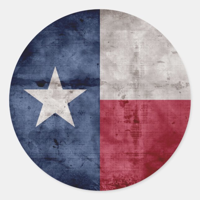 Weathered Vintage Texas State Flag Classic Round Sticker (Front)