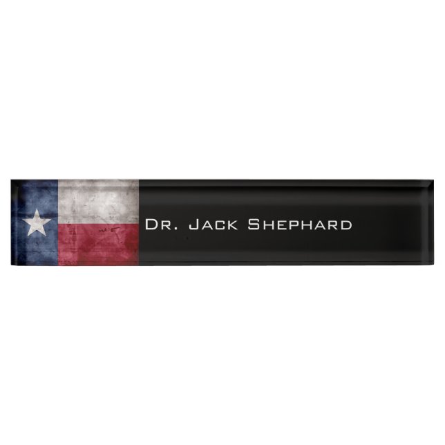Weathered Vintage Texas State Flag Nameplate (Front)