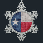 Weathered Vintage Texas State Flag Snowflake Pewter Christmas Ornament<br><div class="desc">Feel free to modify the design according to your own preferences. You may change the design location, orientation, background colours and size. Also, you may add your own text, or slogan set its font, location and size, all in order to create the ultimate personal gift for you and your loved...</div>
