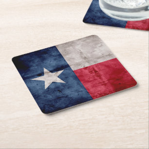 Weathered Vintage Texas State Flag Square Paper Coaster