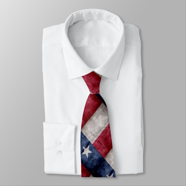 Weathered Vintage Texas State Flag Tie (Tied)