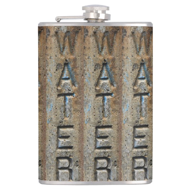 Weathered "Water"  Hip Flask (Front)