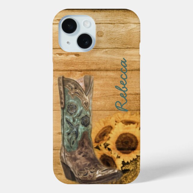 Weathered Western Country sunflower cowboy boot Case-Mate iPhone Case (Back)