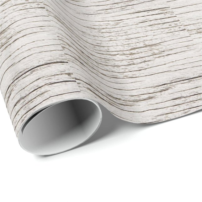 Weathered White Wood Planks Wrapping Paper (Roll Corner)