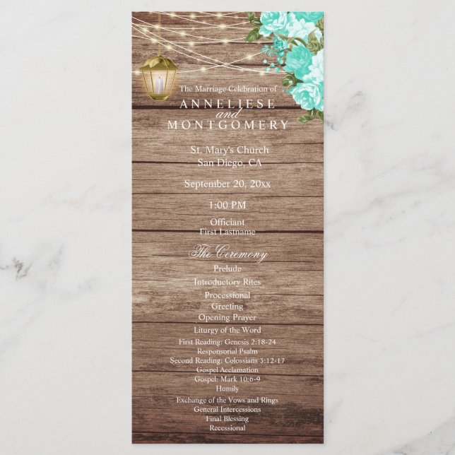 Weathered Wood and Lantern  - Teal - Program Programme (Front)