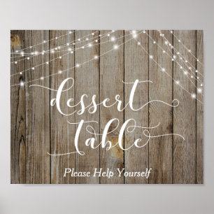 Weathered Wood and Lights Dessert Table Sign