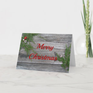 Weathered Wood And Pine Christmas Card