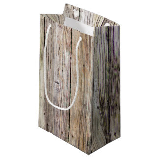 Weathered Wood Boards with Rustic Patina Small Gift Bag