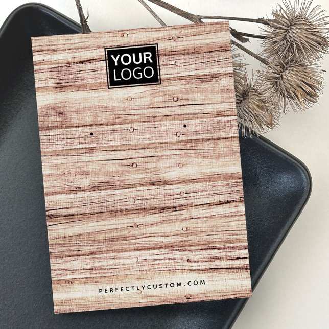 Weathered wood custom logo earring display card (Creator Uploaded)