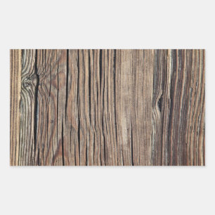 Weathered Wood Grain Plank Background Template Rectangular Sticker