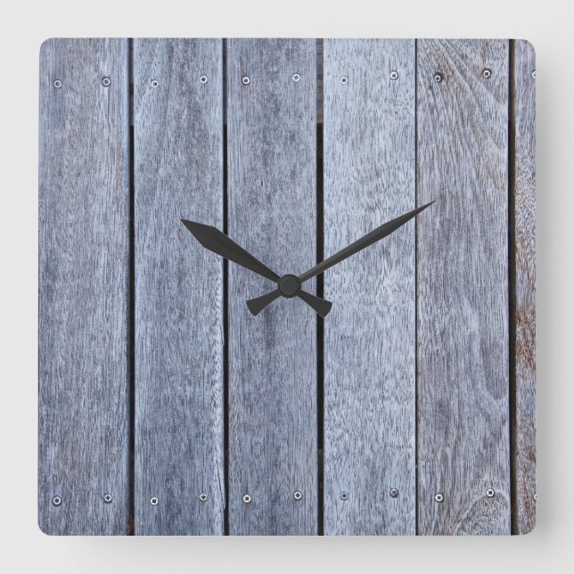 Weathered Wood Grain Plank Background Template Square Wall Clock (Front)