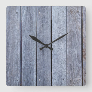 Weathered Wood Grain Plank Background Template Square Wall Clock
