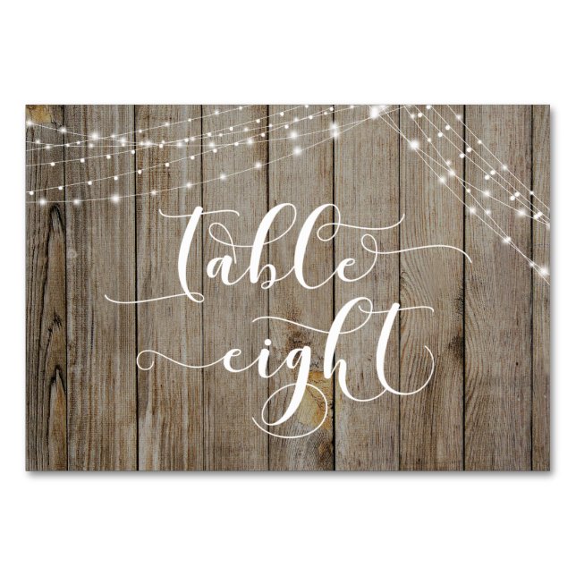 Weathered Wood & Light Strings Table Eight Card (Back)