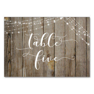 Weathered Wood & Light Strings Table Five Card
