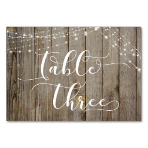 Weathered Wood & Light Strings Table Three Card