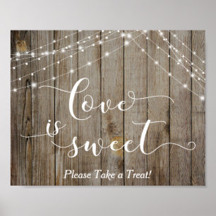 Weathered Wood & Lights Love is Sweet Dessert Sign
