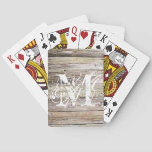 Weathered Wood Monogrammed Bicycle Playing Cards