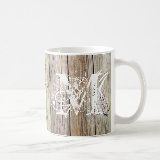 Weathered Wood Monogrammed Classic Mug (Right)