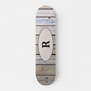 Weathered Wood Monogrammed Skateboard