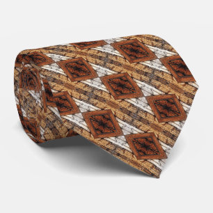 Weathered Wood Planks Diamond Pattern Mixed Media Tie
