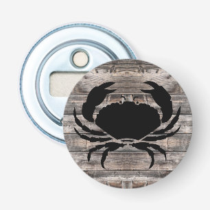 weathered wood planks with crab silhouette bottle opener