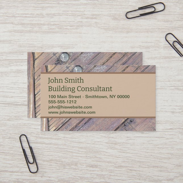 Weathered Wood Rough Textured Deck Business Card (Front/Back In Situ)
