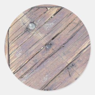 Weathered Wood Rough Textured Deck Classic Round Sticker