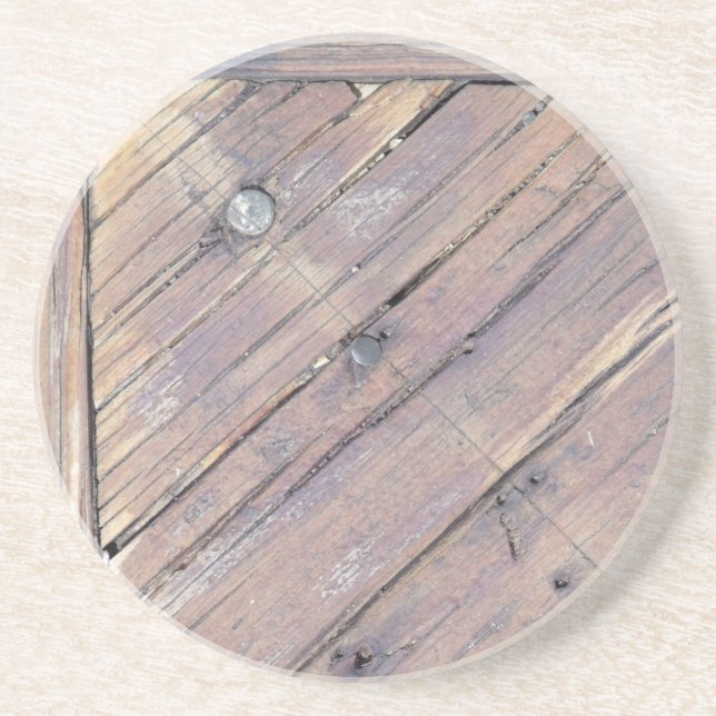 Weathered Wood Rough Textured Deck Coaster (Front)