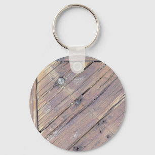 Weathered Wood Rough Textured Deck Key Ring