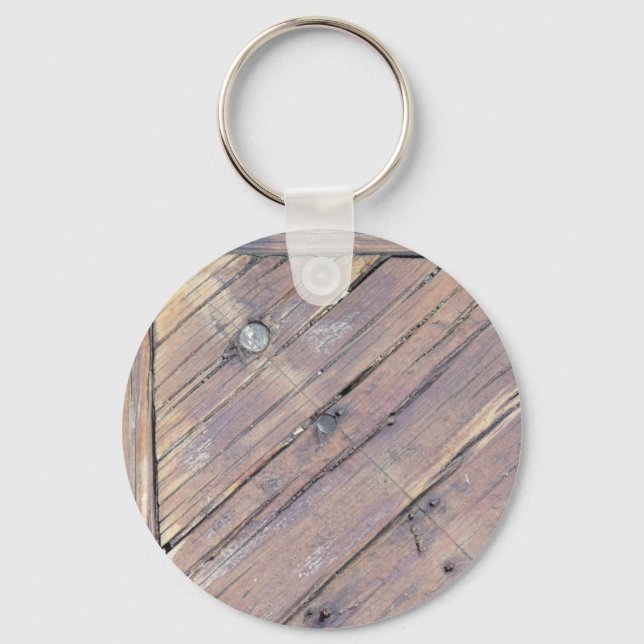 Weathered Wood Rough Textured Deck Key Ring (Front)
