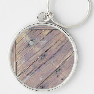 Weathered Wood Rough Textured Deck Key Ring