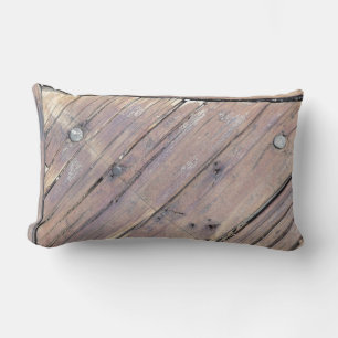 Weathered Wood Rough Textured Deck Lumbar Cushion