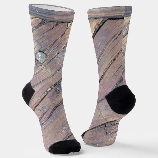 Weathered Wood Rough Textured Deck Socks (Angled)