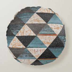 Weathered wood texture background. Seamless vintag Round Cushion