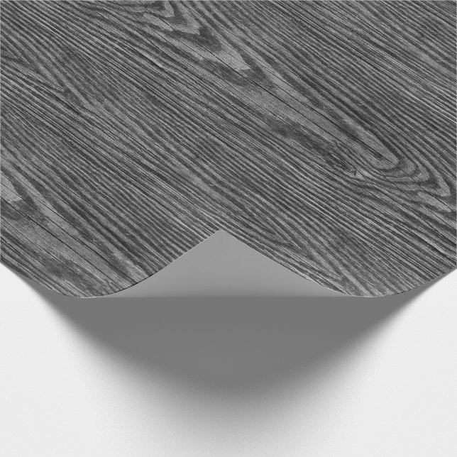 Weathered Wood Texture Charcoal Colour Wrapping Paper (Corner)