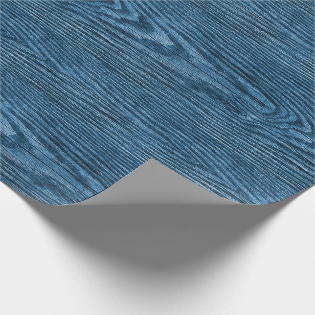 Weathered Wood Texture Ocean Blue Wrapping Paper (Corner)
