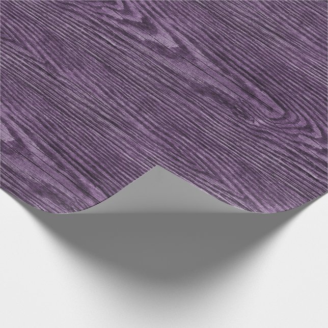 Weathered Wood Texture Plum Colour Wrapping Paper (Corner)
